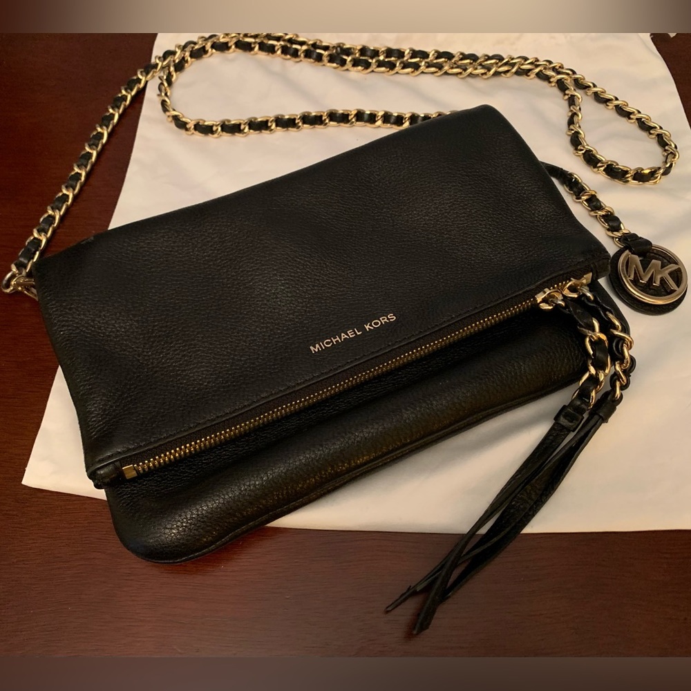 Black Michael Kors Crossbody/Fold with Chain Straps